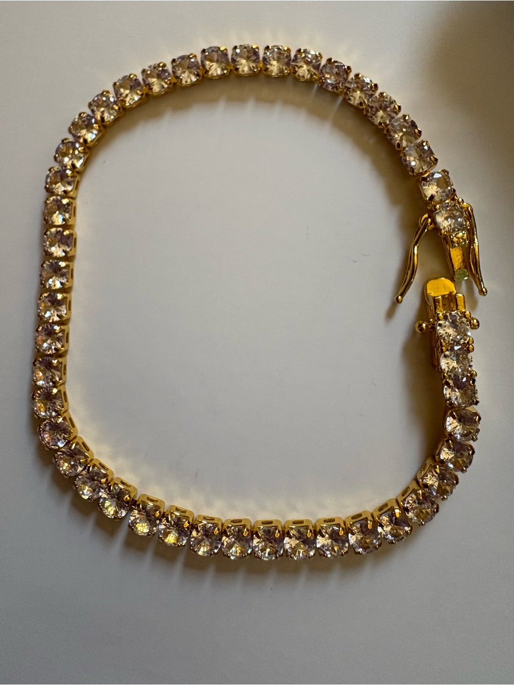 14k plated Crystal Tennis Bracelet 7.5 inch